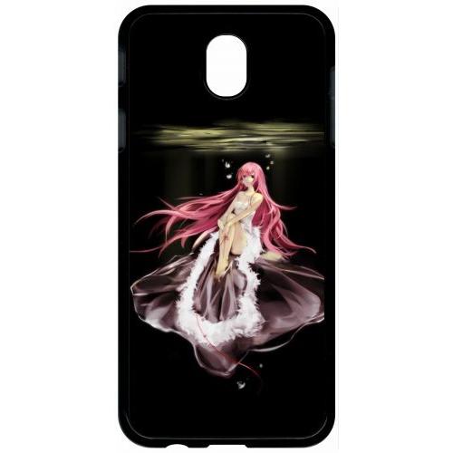 Coque Pour Tablette - Manga Fille Cheveux Rose - Compatible Avec Samsung Galaxy J7 (2017) - Plastique - Bord Noir