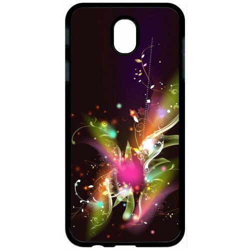 Coque Pour Tablette - Décor Abstrait Feuille Arabesque - Compatible Avec Samsung Galaxy J7 (2017) - Plastique - Bord Noir