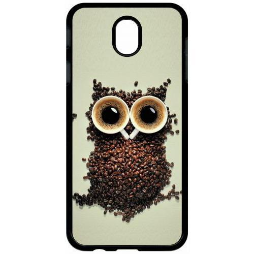 Coque Pour Tablette - Hibou Grains De Café - Compatible Avec Samsung Galaxy J7 (2017) - Plastique - Bord Noir