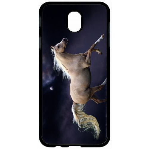 Coque Pour Tablette - Cheval Fond Prune - Compatible Avec Samsung Galaxy J7 (2017) - Plastique - Bord Noir