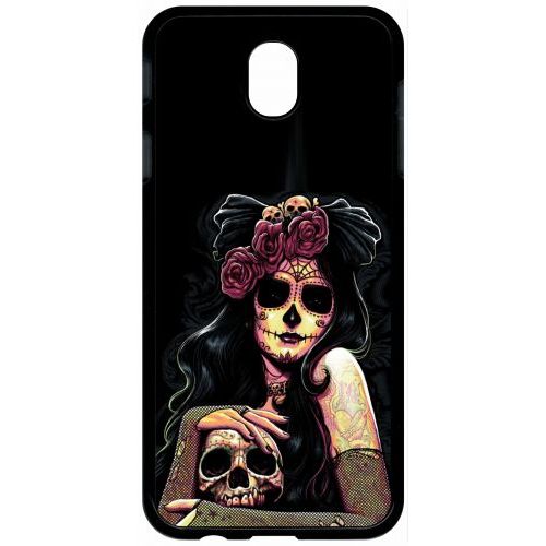 Coque Pour Tablette - Fille Gothic Crane Dans Les Mains - Compatible Avec Samsung Galaxy J7 (2017) - Plastique - Bord Noir