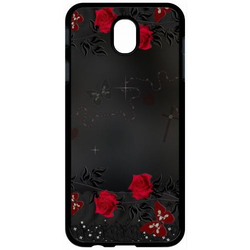 Coque Pour Tablette - Roses Gothic Chapelet - Compatible Avec Samsung Galaxy J7 (2017) - Plastique - Bord Noir