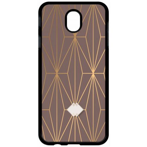 Coque Pour Tablette - Losange Geometrique Beige Et Or - Compatible Avec Samsung Galaxy J7 (2017) - Plastique - Bord Noir