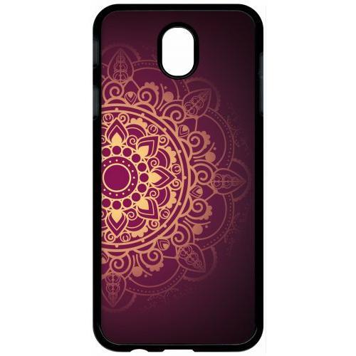 Coque Pour Tablette - Oriental Fond Mauve Et Or - Compatible Avec Samsung Galaxy J7 (2017) - Plastique - Bord Noir