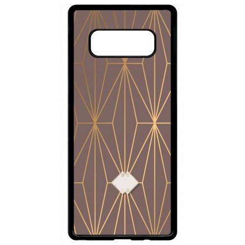 Coque Pour Smartphone - Losange Geometrique Beige Et Or - Compatible Avec Samsung Galaxy Note 8.0 - Plastique - Bord Noir