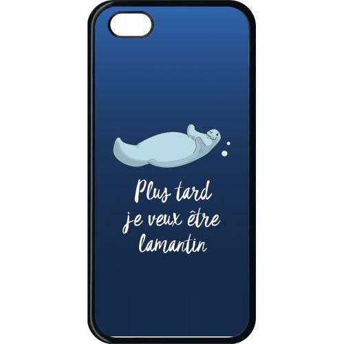 Coque Pour Smartphone - Plus Tard Je Veux Tre Un Lamantin - Compatible Avec Apple Iphone 5c - Plastique - Bord Noir