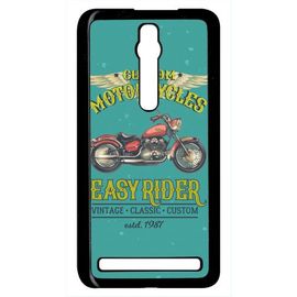Coque Pour Smartphone - Moto Rtro Easy Rider - Compatible Avec Asus Zenfone 2 Ze551ml - Plastique - Bord Noir