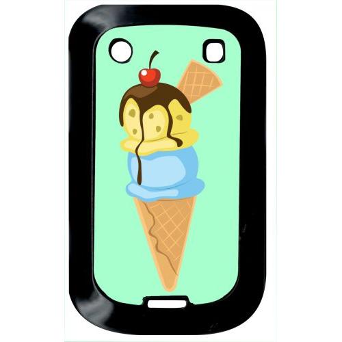 Coque Pour Smartphone - Glace Cornet Vert - Compatible Avec Blackberry Bold Touch 9900 - Plastique - Bord Noir