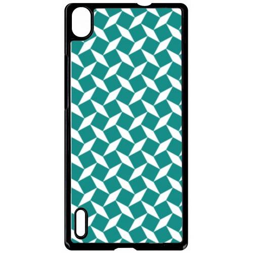 Coque Pour Smartphone - Carreau Bleu Canard - Compatible Avec Huawei Ascend P7 - Plastique - Bord Noir