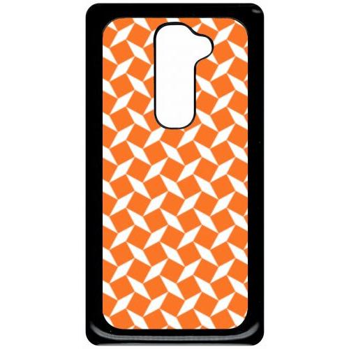 Coque Pour Smartphone - Carreau Oranges - Compatible Avec Lg G2 - Plastique - Bord Noir