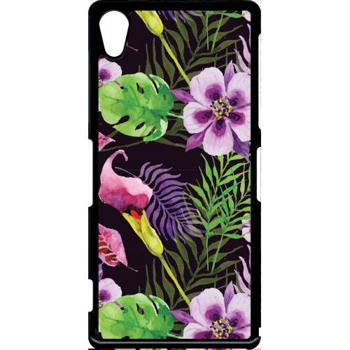 Coque Xperia Z2 - Fleurs Floral - Noir