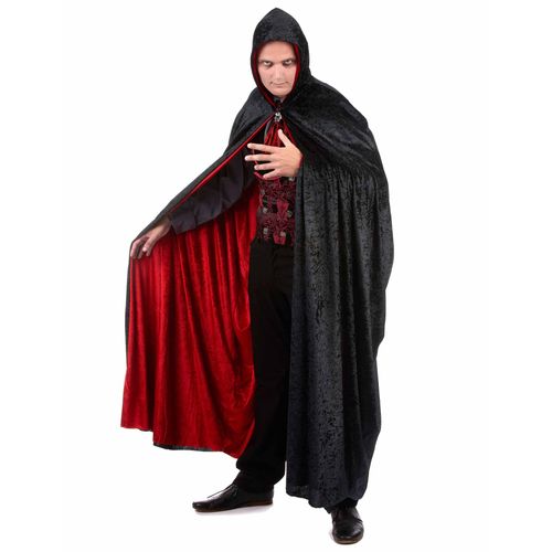 Cape Vampire Velours Rouge Et Noire Réversible Luxe Adulte