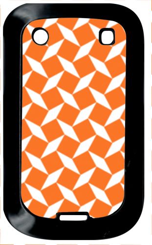 Coque Pour Smartphone - Carreau Oranges - Compatible Avec Blackberry Bold Touch 9900 - Plastique - Bord Noir