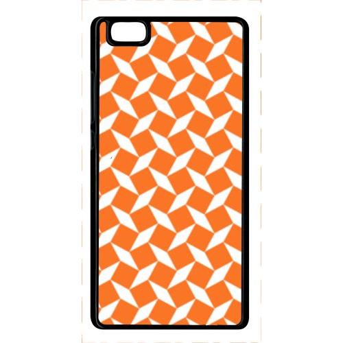 Coque Pour Smartphone - Carreau Oranges - Compatible Avec Huawei P8 Lite (2015) - Plastique - Bord Noir