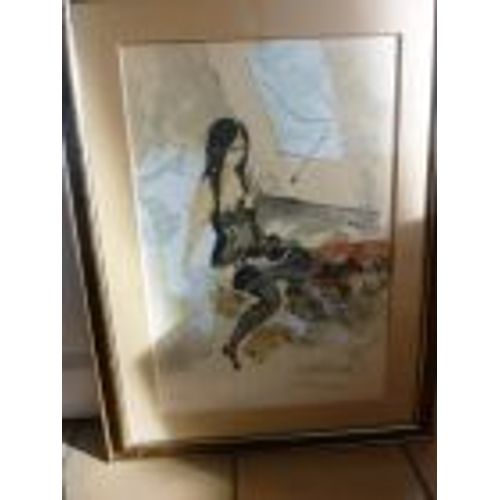 Lithographie Originale D'urbain Huchet "La Pensive"