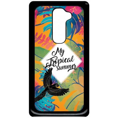 Coque Pour Smartphone - My Tropical Summer Fond Orange - Compatible Avec Lg G2 - Plastique - Bord Noir