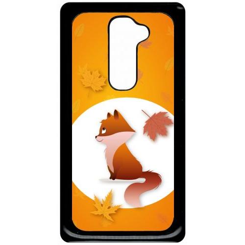 Coque Pour Smartphone - Renard Fond Orange - Compatible Avec Lg G2 - Plastique - Bord Noir