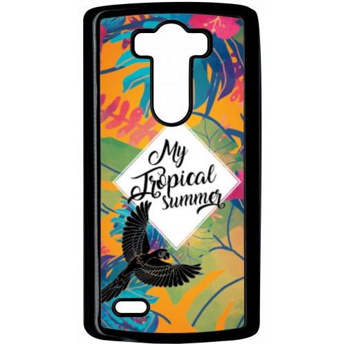 Coque Pour Smartphone - My Tropical Summer Fond Orange - Compatible Avec Lg G3 - Plastique - Bord Noir