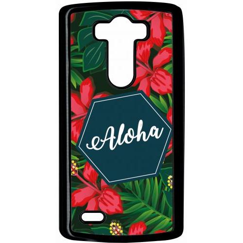 Coque Pour Smartphone - Aloha Tropical Fond Vert - Compatible Avec Lg G3 - Plastique - Bord Noir