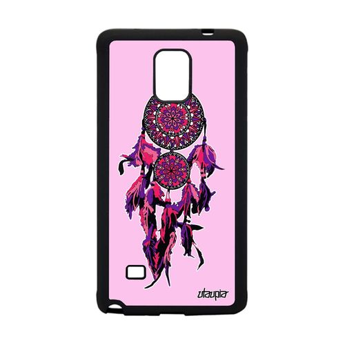 Coque Attrape Reve Pour Galaxy Note 4 Silicone Azteque Dessin Plume Rose Samsung Galaxy Note 4