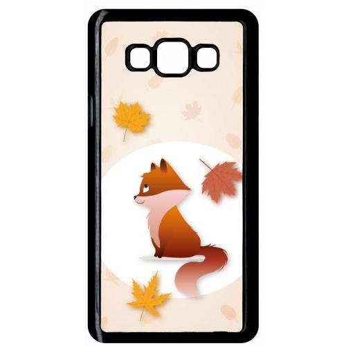 Coque Pour Smartphone - Renard Fond Beige - Compatible Avec Samsung Galaxy A7 - Plastique - Bord Noir