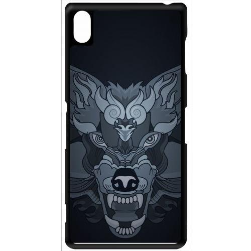 Coque Xperia Z3 - Loup Fond Gris - Noir