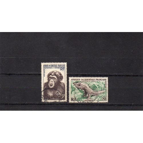 Timbres-Poste D'afrique Occidentale Française (Protection De La Nature : Chimpanzé, Pangolin)
