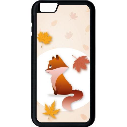 Coque Pour Smartphone - Renard Fond Beige - Compatible Avec Apple Iphone 6s Plus - Plastique - Bord Noir