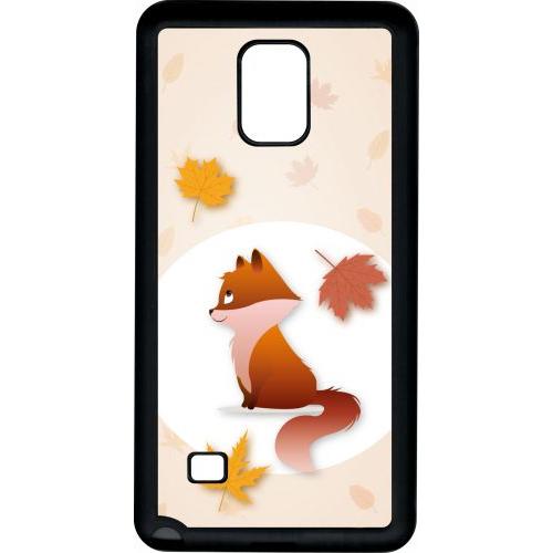 Coque Pour Smartphone - Renard Fond Beige - Compatible Avec Samsung Galaxy Note 4 - Plastique - Bord Noir