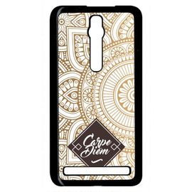Coque Pour Smartphone - Carpe Diem Modif Orient Fond Blanc - Compatible Avec Asus Zenfone 2 Ze551ml - Plastique - Bord Noir