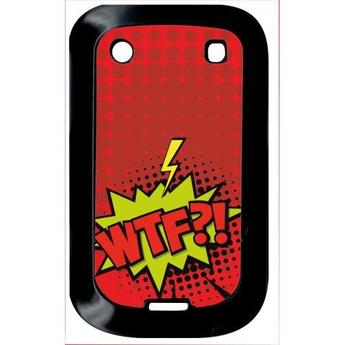 Coque Pour Smartphone - Wtf Fond Rouge - Compatible Avec Blackberry Bold Touch 9900 - Plastique - Bord Noir