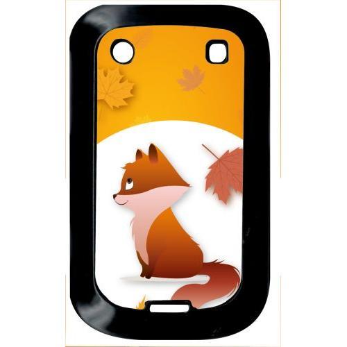 Coque Pour Smartphone - Renard Fond Orange - Compatible Avec Blackberry Bold Touch 9900 - Plastique - Bord Noir