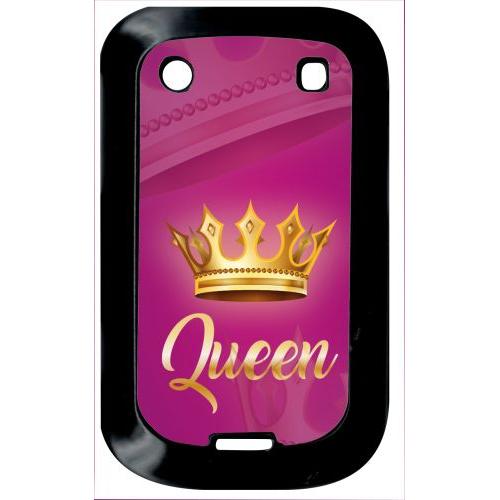 Coque Pour Smartphone - Queen Fond Rose - Compatible Avec Blackberry Bold Touch 9900 - Plastique - Bord Noir