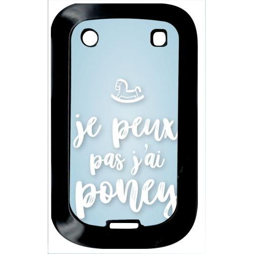 Coque Pour Smartphone - Je Peux Pas Jai Poney Fond Bleu Pale - Compatible Avec Blackberry Bold Touch 9900 - Plastique - Bord Noir