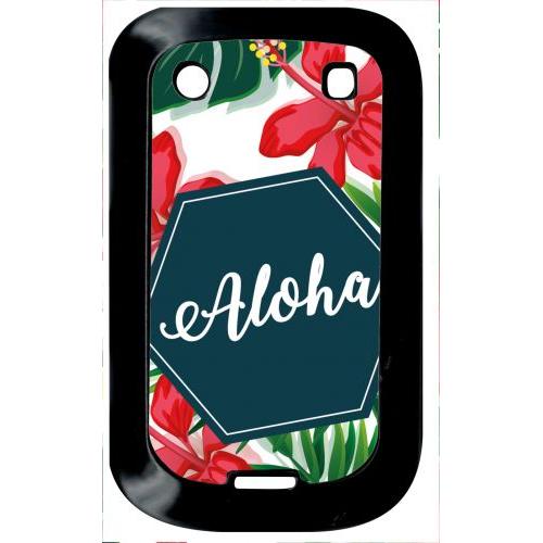 Coque Pour Smartphone - Aloha Tropical Fond Blanc - Compatible Avec Blackberry Bold Touch 9900 - Plastique - Bord Noir