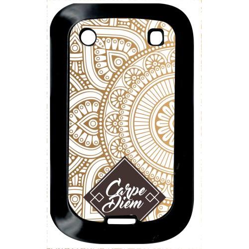 Coque Pour Smartphone - Carpe Diem Modif Orient Fond Blanc - Compatible Avec Blackberry Bold Touch 9900 - Plastique - Bord Noir