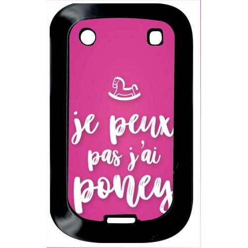 Coque Pour Smartphone - Je Peux Pas Jai Poney Fond Rose Fushia - Compatible Avec Blackberry Bold Touch 9900 - Plastique - Bord Noir