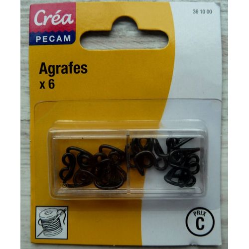 6 Agrafes Noires (Portes Et Crochets)