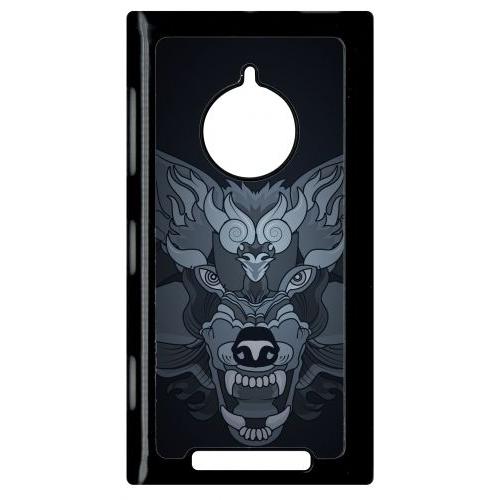 Coque Pour Smartphone - Loup Fond Gris - Compatible Avec Nokia Lumia 830 - Plastique - Bord Noir