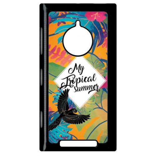 Coque Pour Smartphone - My Tropical Summer Fond Orange - Compatible Avec Nokia Lumia 830 - Plastique - Bord Noir