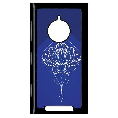 Coque Pour Smartphone - Lotus Geometric Fond Bleu Electrique - Compatible Avec Nokia Lumia 830 - Plastique - Bord Noir