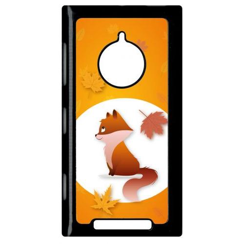 Coque Pour Smartphone - Renard Fond Orange - Compatible Avec Nokia Lumia 830 - Plastique - Bord Noir