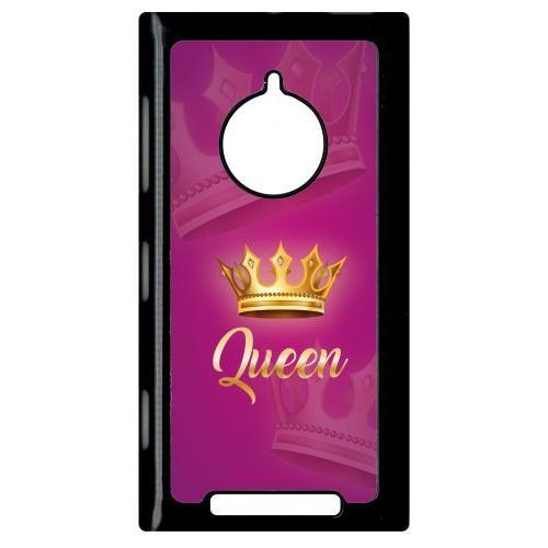 Coque Pour Smartphone - Queen Fond Rose - Compatible Avec Nokia Lumia 830 - Plastique - Bord Noir