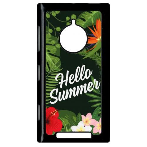 Coque Pour Smartphone - Hello Summer Tropical Fond Vert - Compatible Avec Nokia Lumia 830 - Plastique - Bord Noir