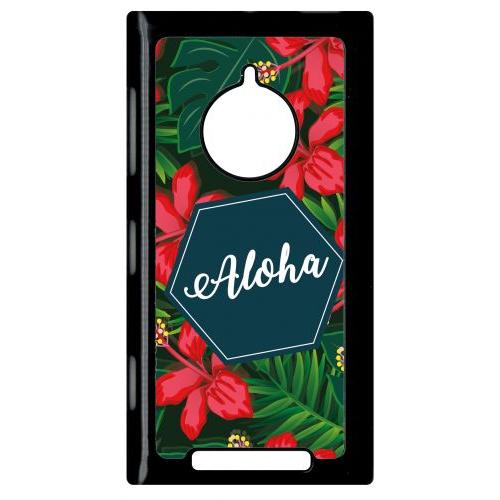 Coque Pour Smartphone - Aloha Tropical Fond Vert - Compatible Avec Nokia Lumia 830 - Plastique - Bord Noir