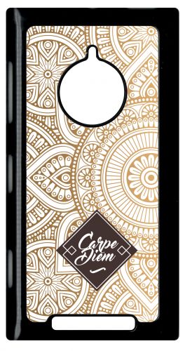 Coque Pour Smartphone - Carpe Diem Modif Orient Fond Blanc - Compatible Avec Nokia Lumia 830 - Plastique - Bord Noir