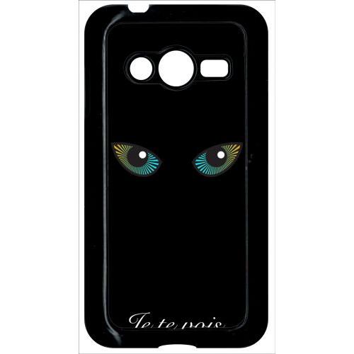 Coque Pour Smartphone - Je Te Vois Yeux De Chat - Compatible Avec Samsung Galaxy Ace 4 Lte G313 - Plastique - Bord Noir