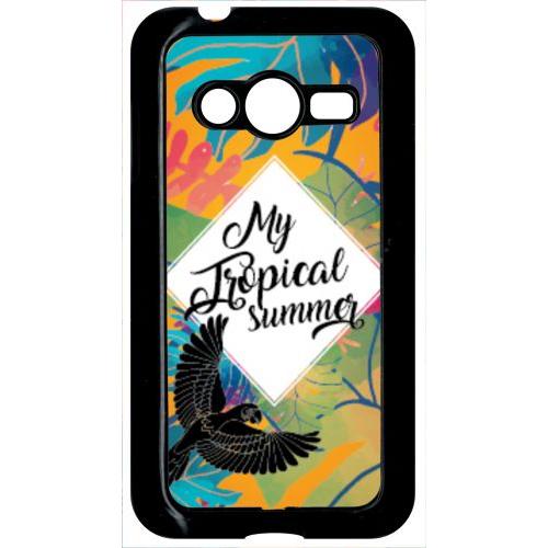 Coque Pour Smartphone - My Tropical Summer Fond Orange - Compatible Avec Samsung Galaxy Ace 4 Lte G313 - Plastique - Bord Noir