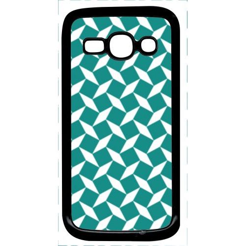 Coque Pour Smartphone - Carreau Bleu Canard - Compatible Avec Samsung Galaxy Ace 3 - Plastique - Bord Noir