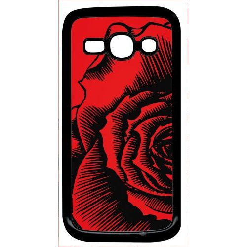 Coque Pour Smartphone - Fleur Fond Fond Rouge - Compatible Avec Samsung Galaxy Ace 3 - Plastique - Bord Noir